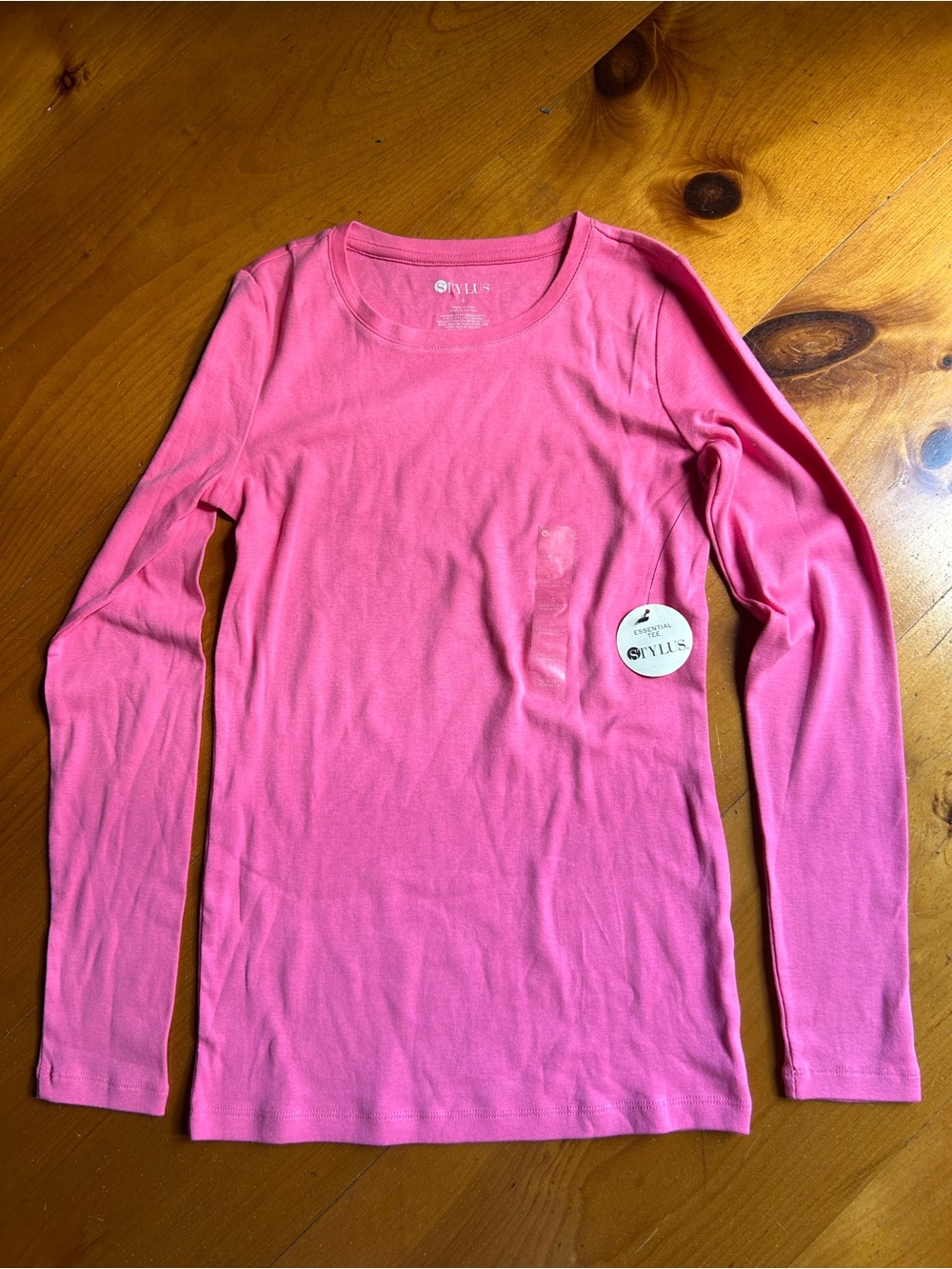 Stylus Long Sleeve Pink Crewneck Tee